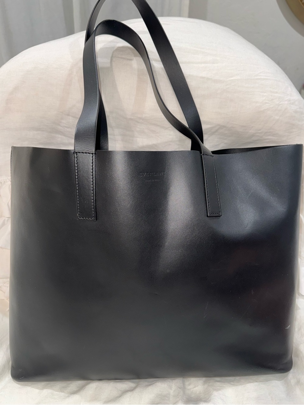 Everlane Large Leather Tote Purse Black work bag